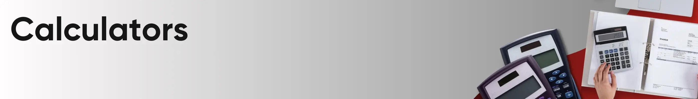 A selection of calculators ranging from basic solar-powered models to advanced scientific and graphing calculators with large digital displays, laid out side by side on a table for comparison. | Flipcost.com