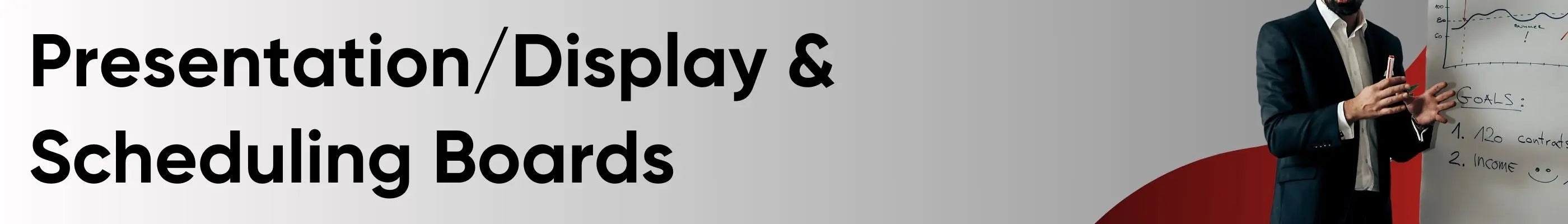 Various presentation and scheduling boards including whiteboards, cork boards, and calendars displayed on a wall. Ideal for organizing tasks, planning, and visual presentations in office or classroom settings. | Flipcost.com