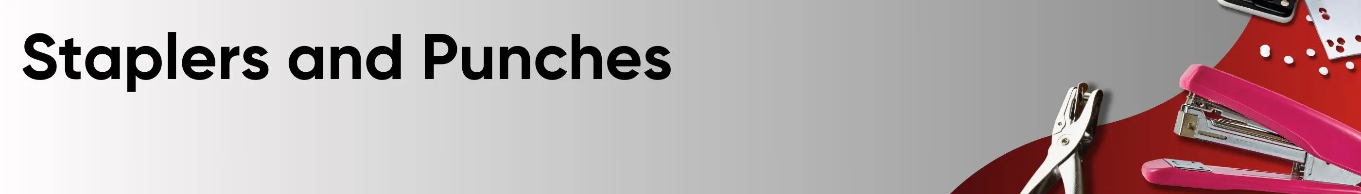 Range of staplers and punchers including desktop staplers, heavy-duty staplers, and hole punchers. Tools designed for binding documents and creating precise holes in paper for efficient organization. | Flipcost.com