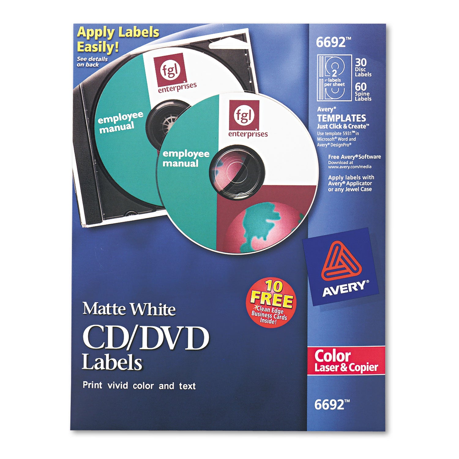 Avery® Laser Cd Labels, Matte White, 40/pack
