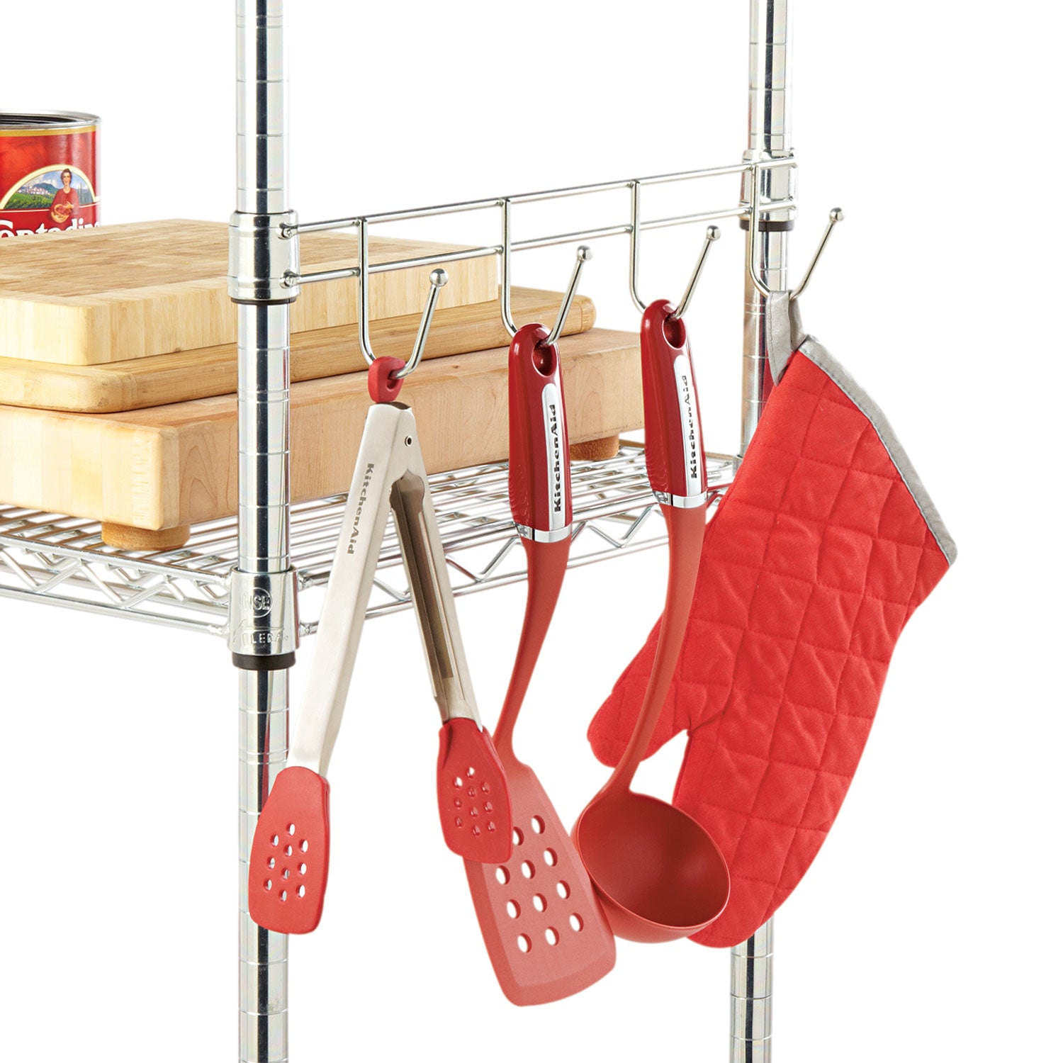 Alera® Hook Bars For Wire Shelving, Four Hooks, 18" Deep, Silver, 2 Bars/pack