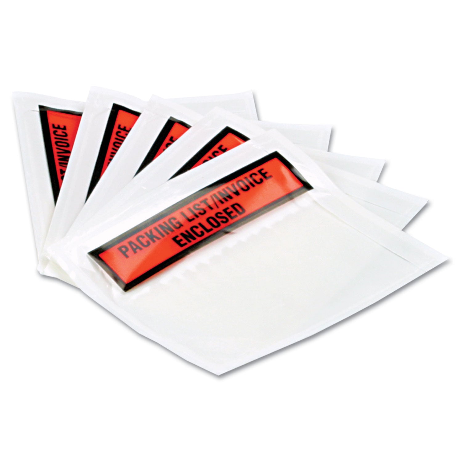Quality Park™ Self-Adhesive Packing List Envelope, Top-Print Front: Packing List/Invoice Enclosed, 4.5 x 5.5, Clear/Orange, 1,000/Carton