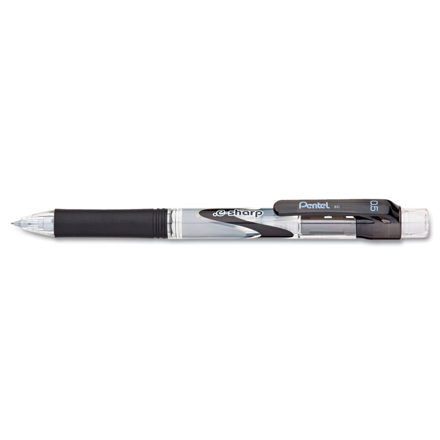 Pentel® .e-Sharp Mechanical Pencil, 0.5 mm, HB (#2), Black Lead, Black Barrel, Dozen