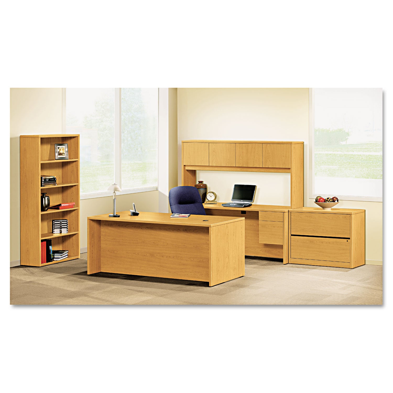 HON® 10500 Series Double 3/4-Height Pedestal Desk, Left and Right: Box/File, 72" x 36" x 29.5", Harvest