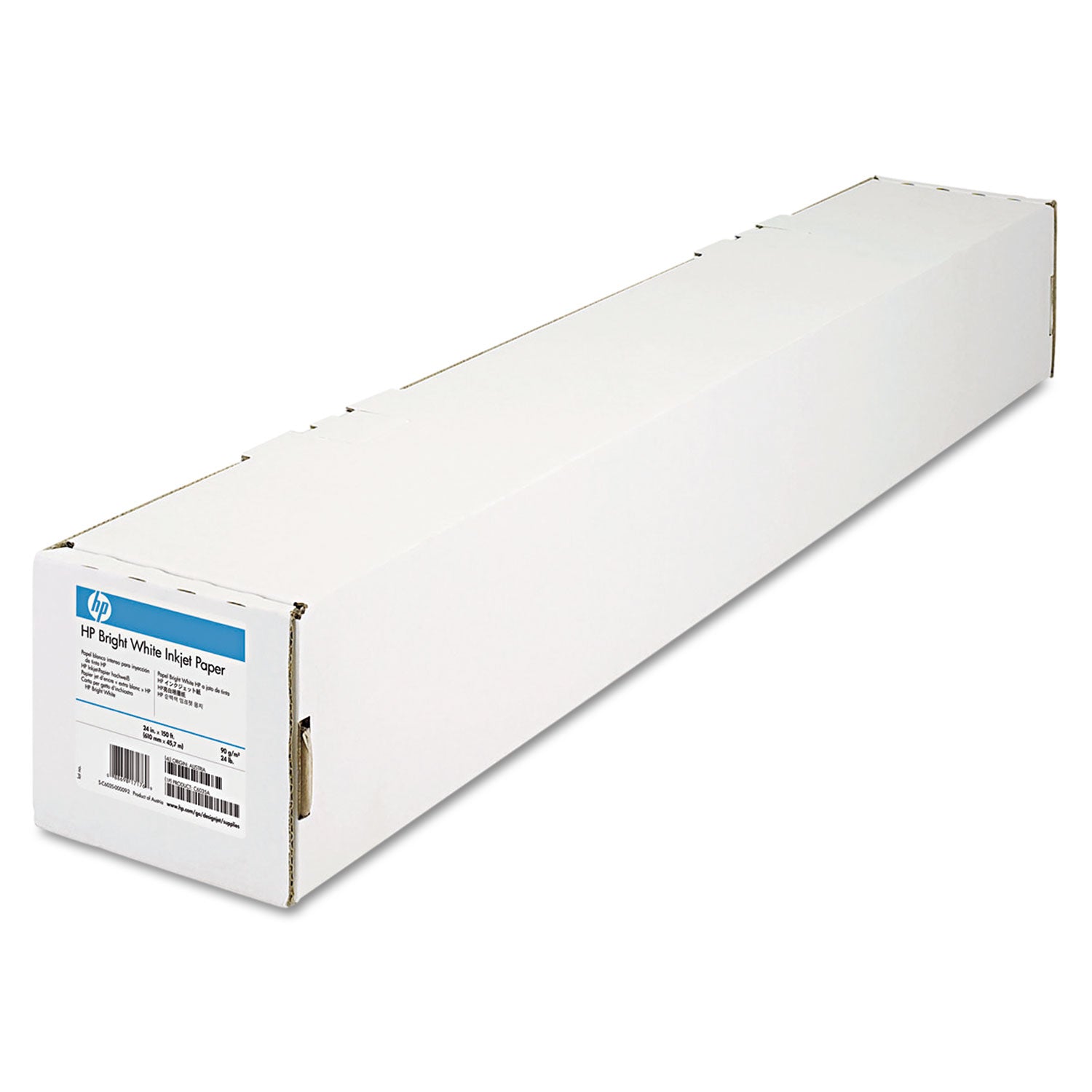 HP Designjet Large Format Paper For Inkjet Prints, 4.7 Mil, 24" X 150 Ft, White