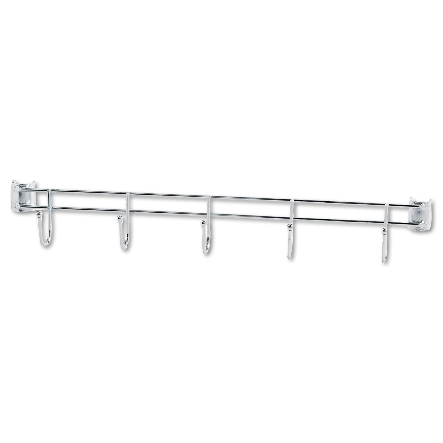 Hook Bars For Wire Shelving, Five Hooks, 24" Deep, Silver, 2 Bars/Pack