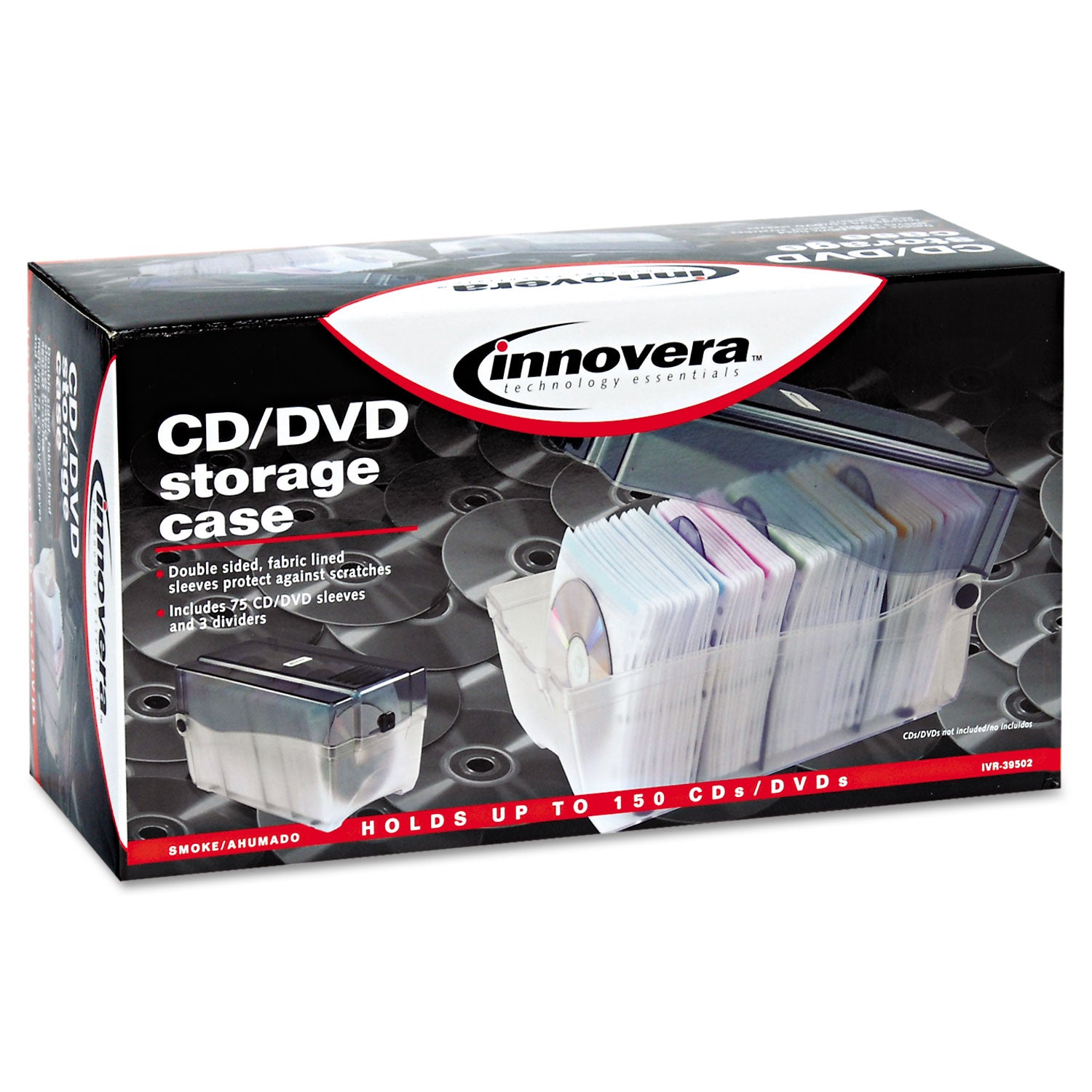 Innovera® Cd/dvd Storage Case, Holds 150 Discs, Clear/smoke