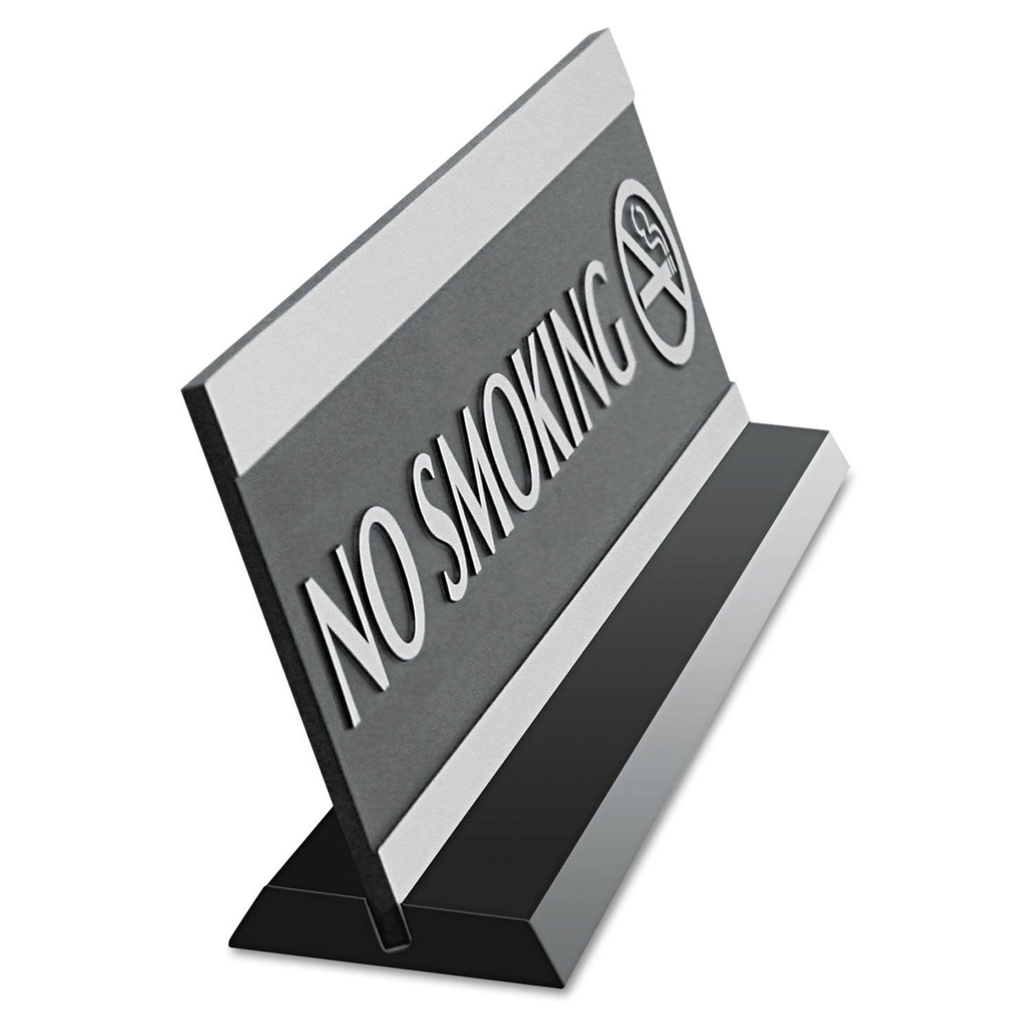 Headline® Sign Century Series Office Sign, No Smoking, 9 X 3, Black/silver