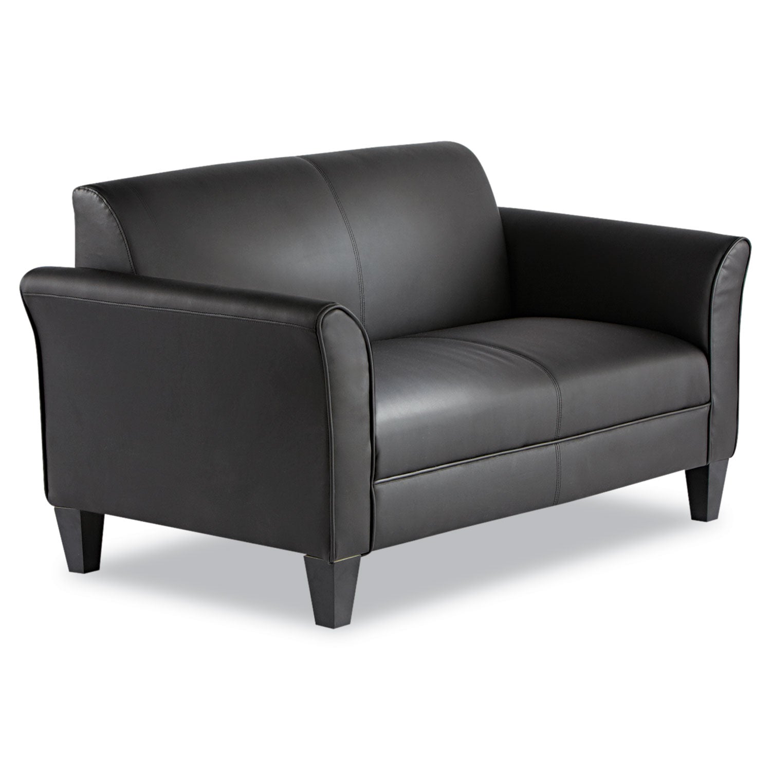Alera® Alera Reception Lounge Sofa Series, Two-Cushion Loveseat, 55.5" x 31.5" x 33.07", Black