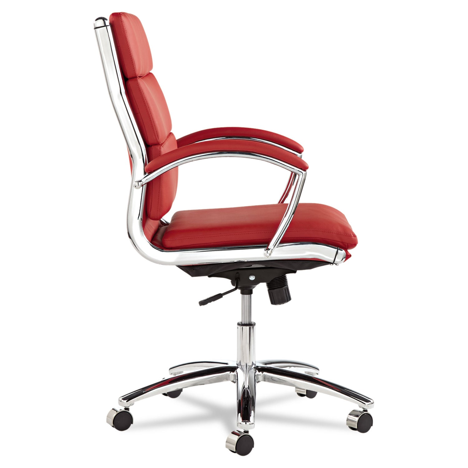 Alera® Alera Neratoli Mid-Back Slim Profile Chair, Faux Leather, Supports Up To 275 Lb, Red Seat/back, Chrome Base