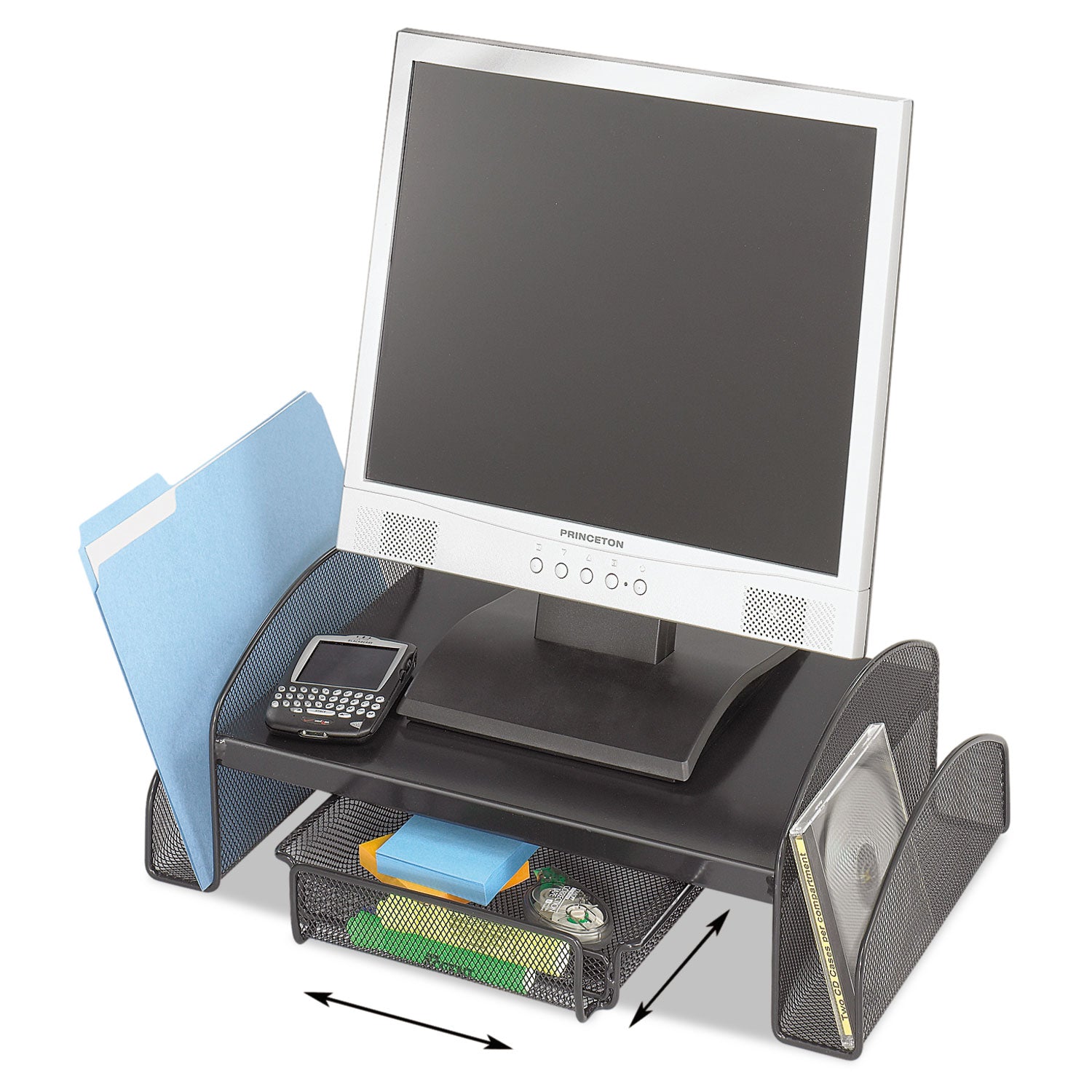 Safco® Onyx Mesh Monitor Stand, 19.25" X 11.25" X 6.25", Black