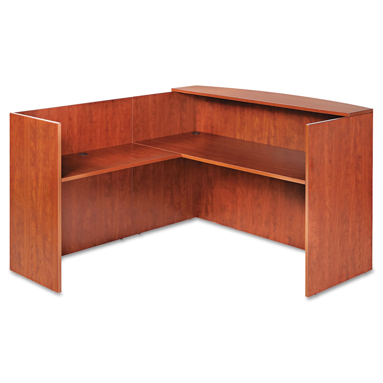 Alera® Alera Valencia Series Reception Desk With Transaction Counter, 71" X 35.5" X 29.5" To 42.5", Medium Cherry