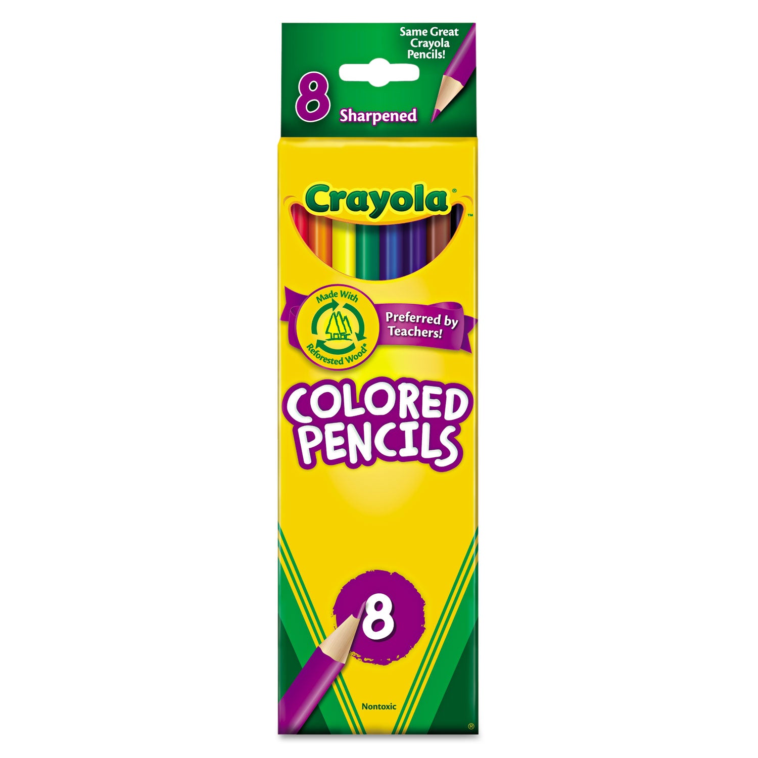 Long-Length Colored Pencil Set, 3.3 mm, 2B, Assorted Lead and Barrel Colors, 8/Pack