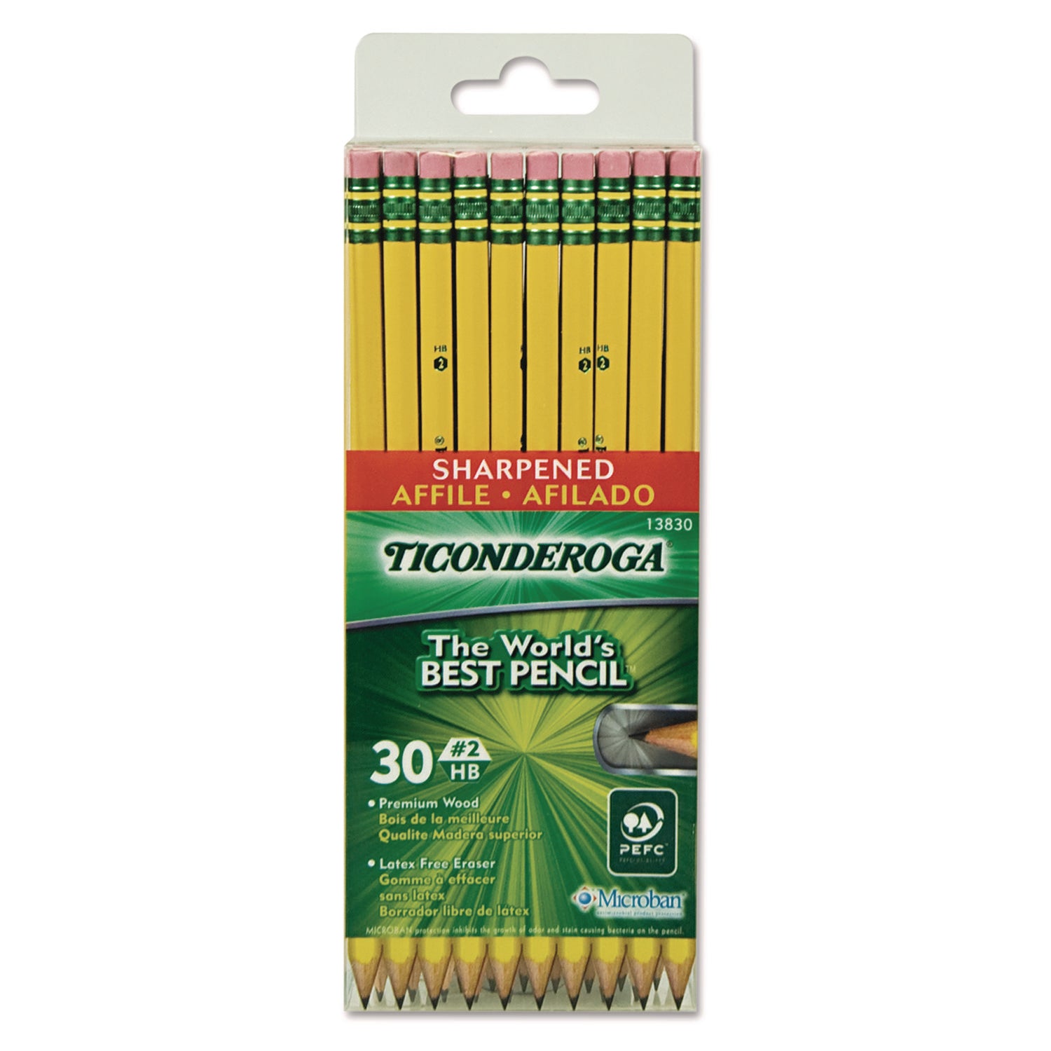 Ticonderoga® Pre-Sharpened Pencil, Hb (#2), Black Lead, Yellow Barrel, 30/pack