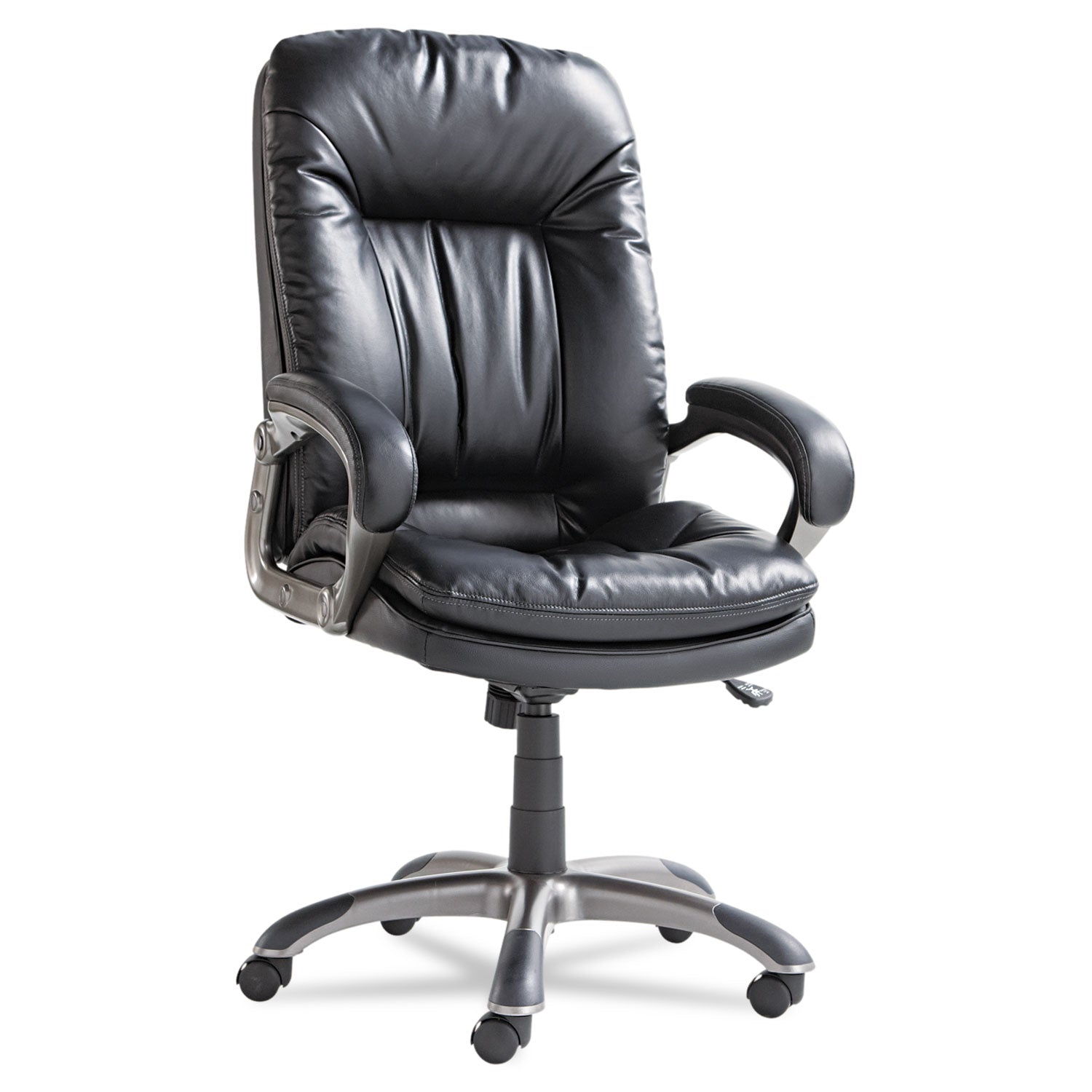 OIF Executive Swivel/tilt Bonded Leather High-Back Chair, Supports Up To 250 Lb, 18.50" To 21.65" Seat Height, Black