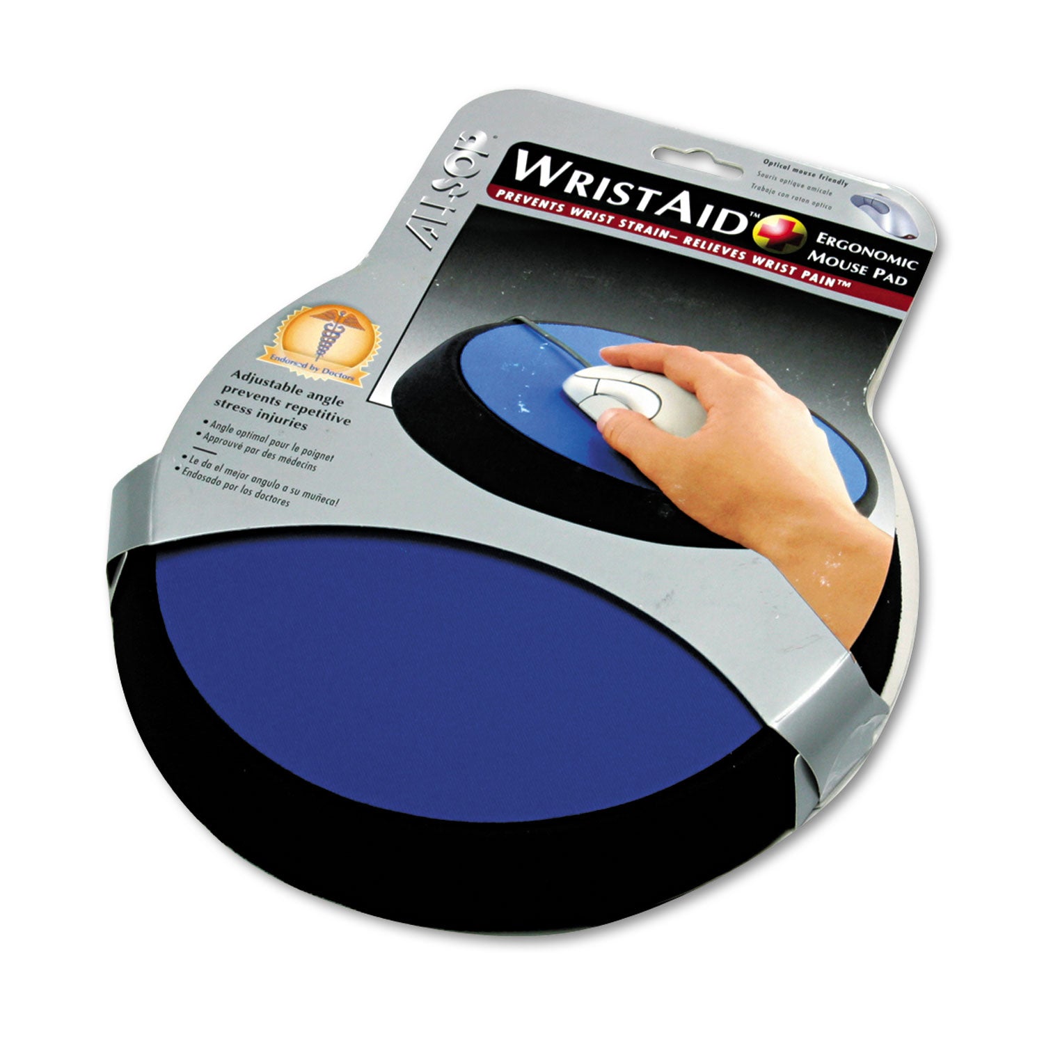 Allsop® Wrist Aid Ergonomic Circular Mouse Pad, 9" Dia., Cobalt