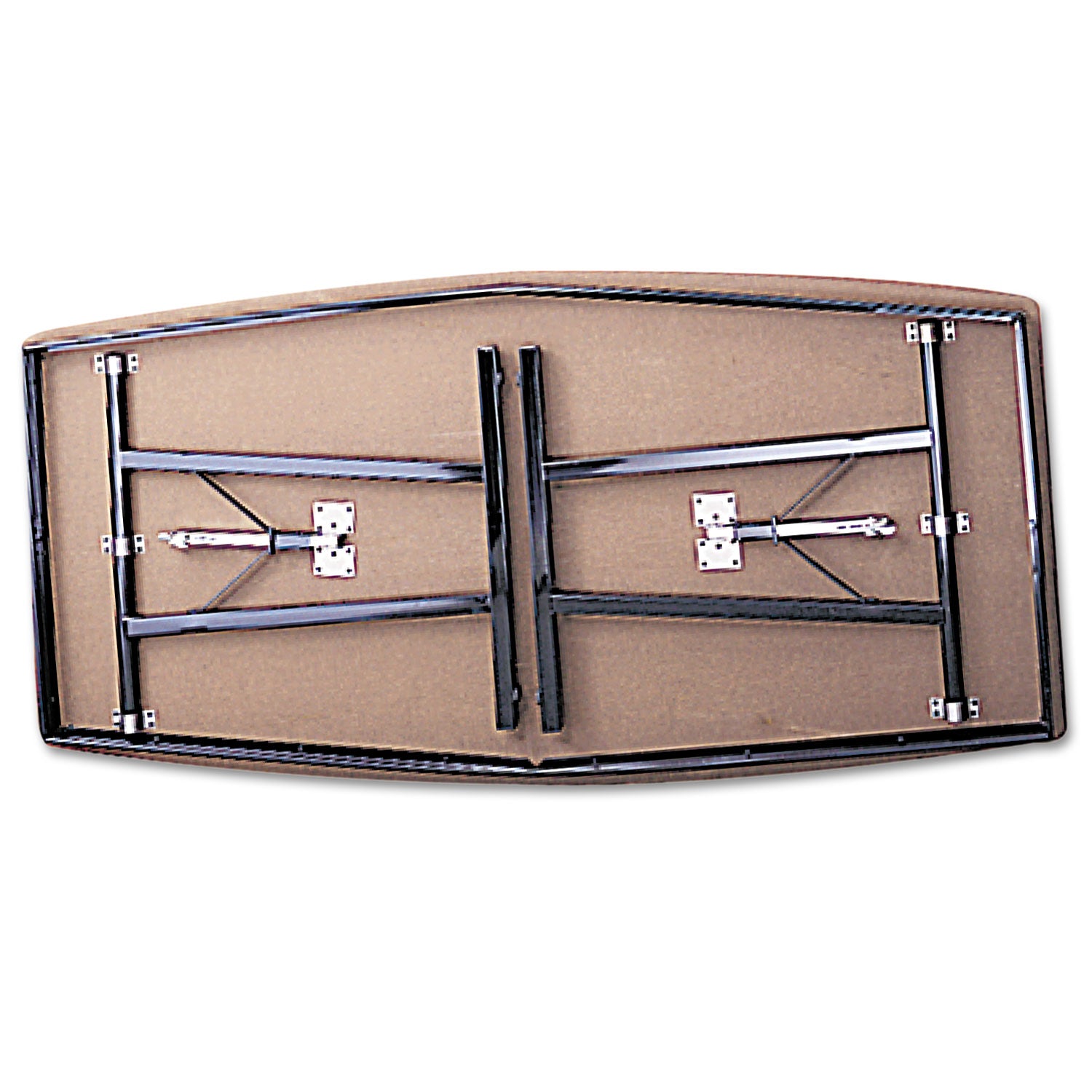 Barricks Economy Conference Folding Table, Boat, 96w X 36d X 30h, Walnut/black