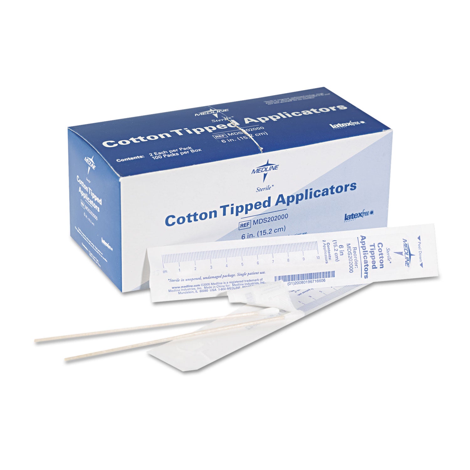 Medline Cotton-Tipped Applicators, 6", 100 Applicators/box