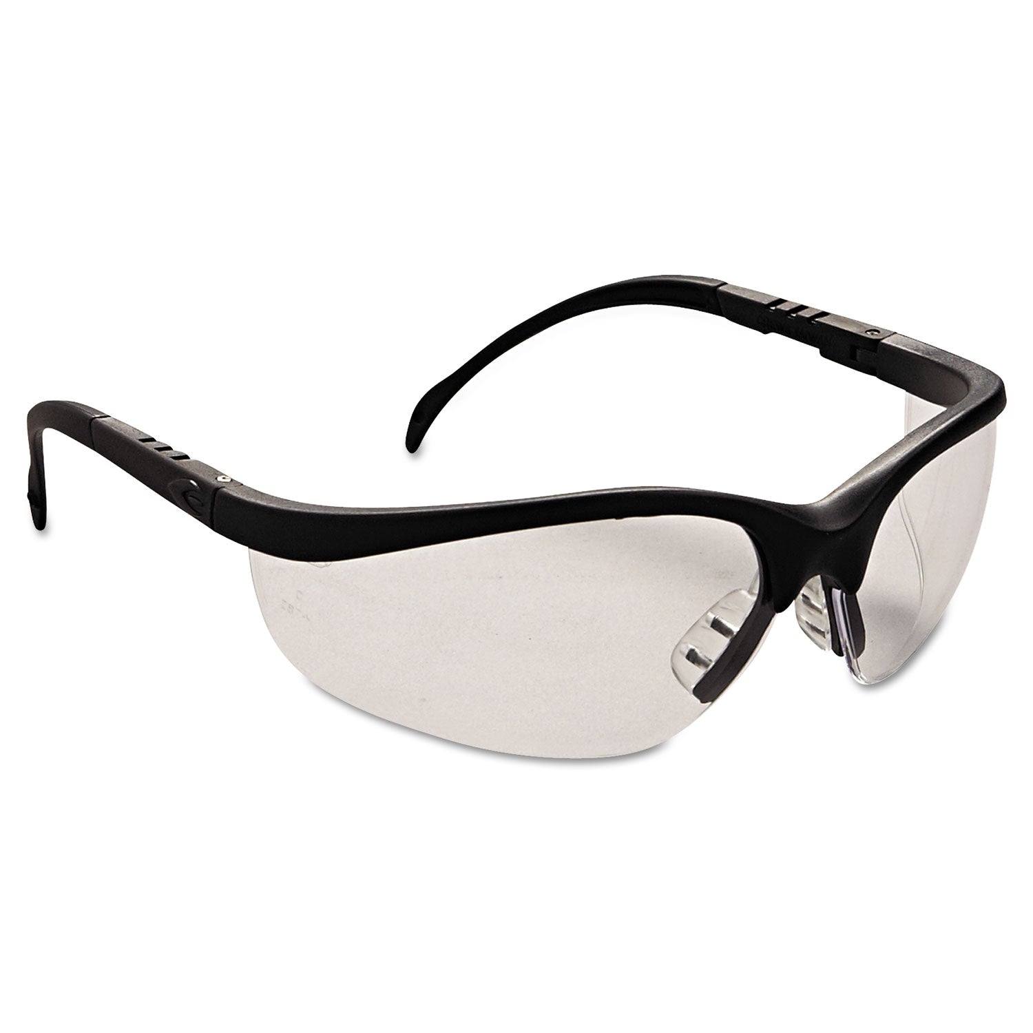 MCR™ Safety Klondike Safety Glasses, Matte Black Frame, Clear Lens, 12/box