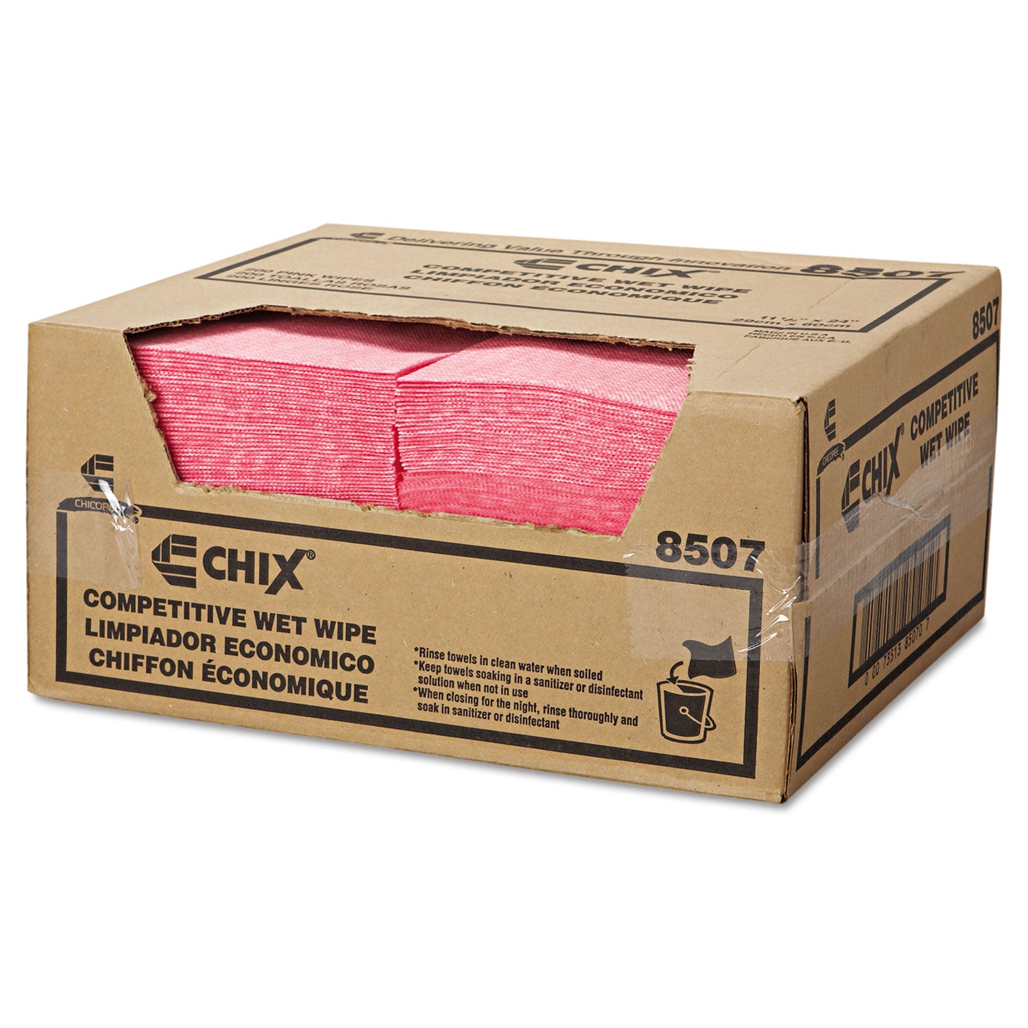 Chix® Wet Wipes, 11.5 x 24, White/Pink, 200/Carton