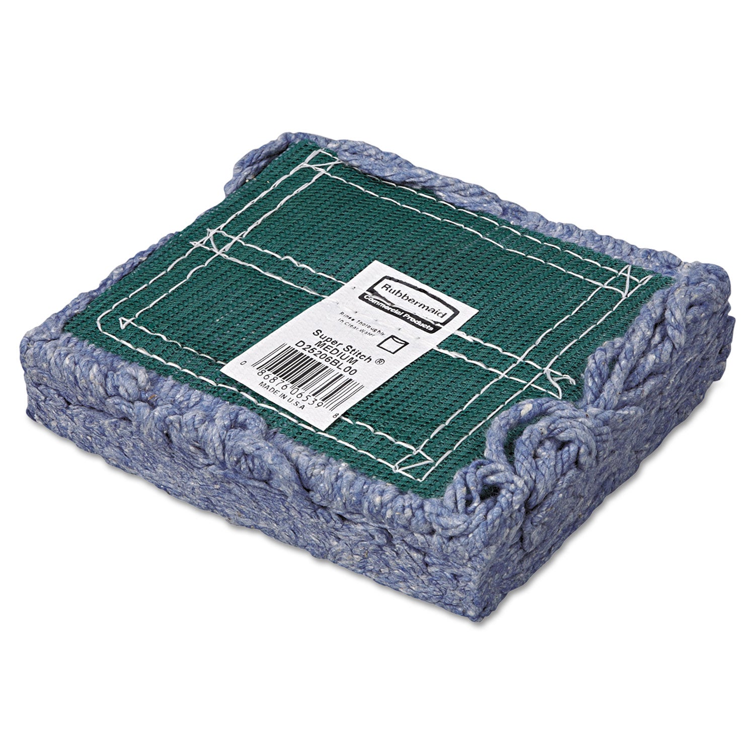 Rubbermaid® Commercial Super Stitch Blend Mop Head, Medium, Cotton/synthetic, Blue, 6/carton