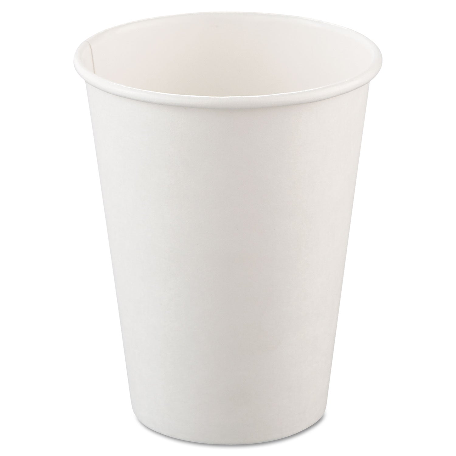 Single-Sided Poly Paper Hot Cups, 12 oz, White, 50/Bag, 20 Bags/Carton