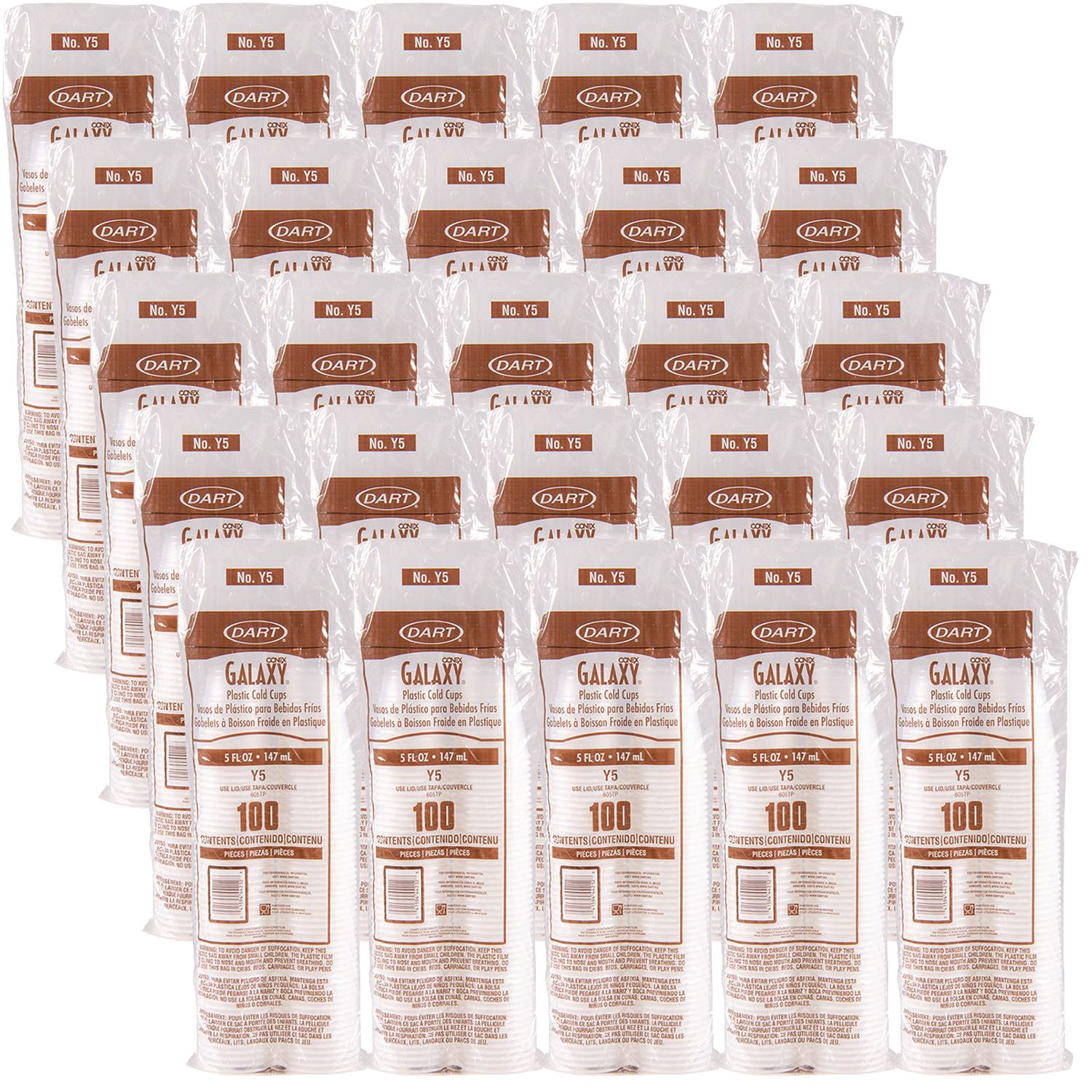 Dart® High-Impact Polystyrene Cold Cups, 5 oz, Plastic, Translucent, 100/Sleeve, 25 Sleeves/Carton