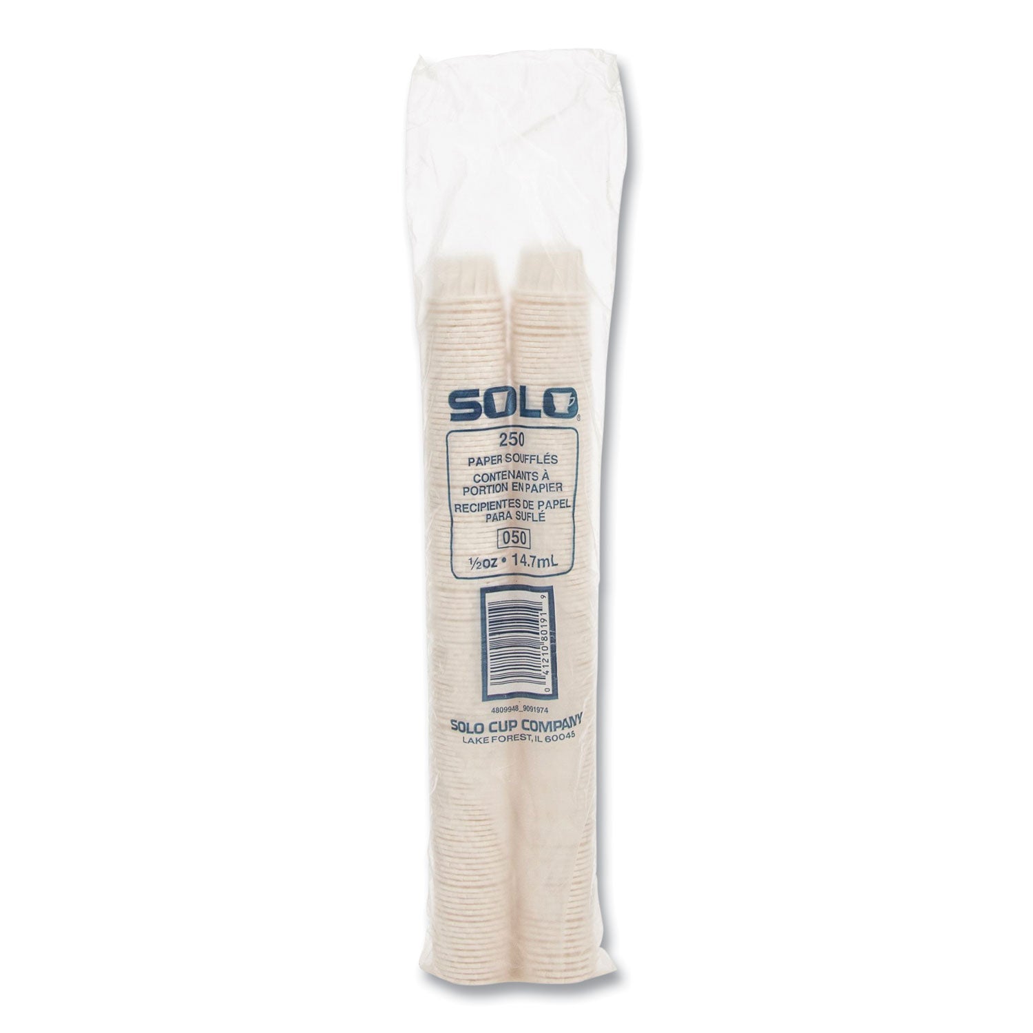 SOLO® Paper Portion Cups, 0.5 oz, White, 250/Bag, 20 Bags/Carton