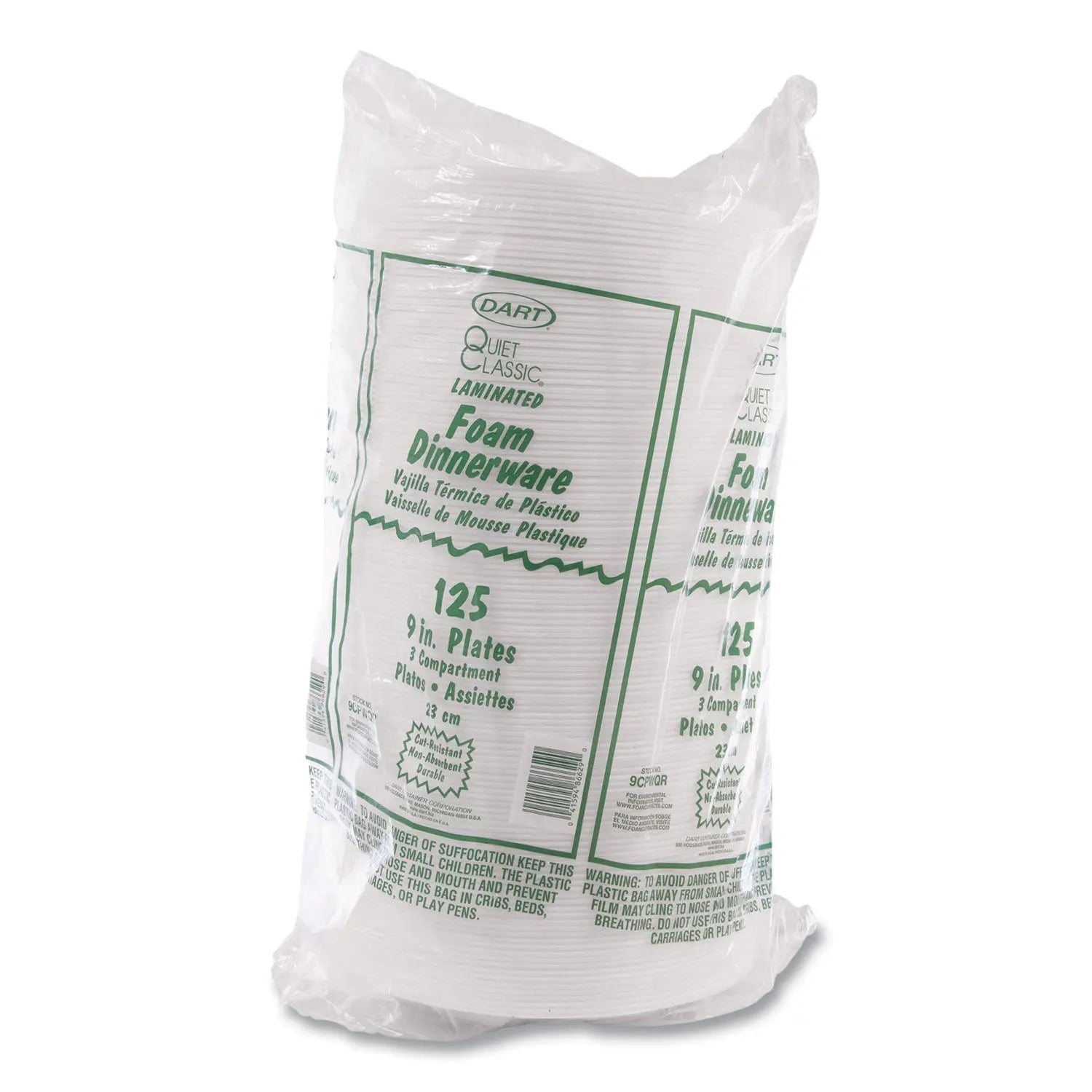 Concorde Foam Plate, 3-Compartment Plate, 9" dia, White, 125/Pack, 4 Packs/Carton Dart® Flipcost