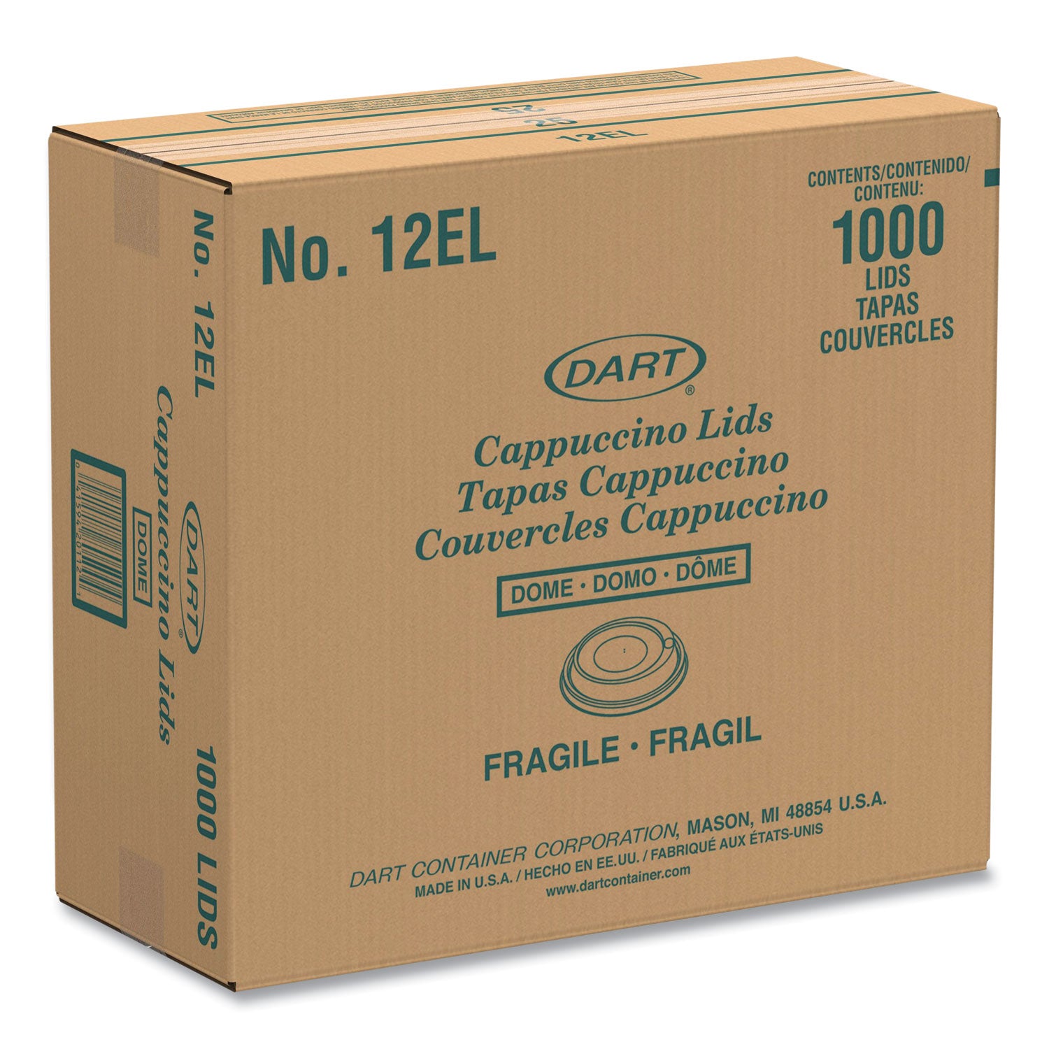 SOLO® Cappuccino Dome Sipper Lids, Fits 12 oz Hot Cups, Plastic, White, 1,000/Carton