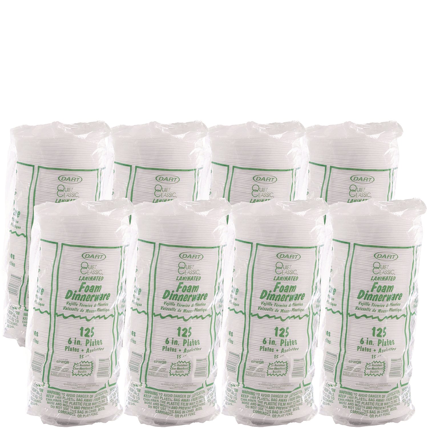 Dart® Mediumweight Foam Dinnerware, Plate, 6" dia, White, 125/Pack