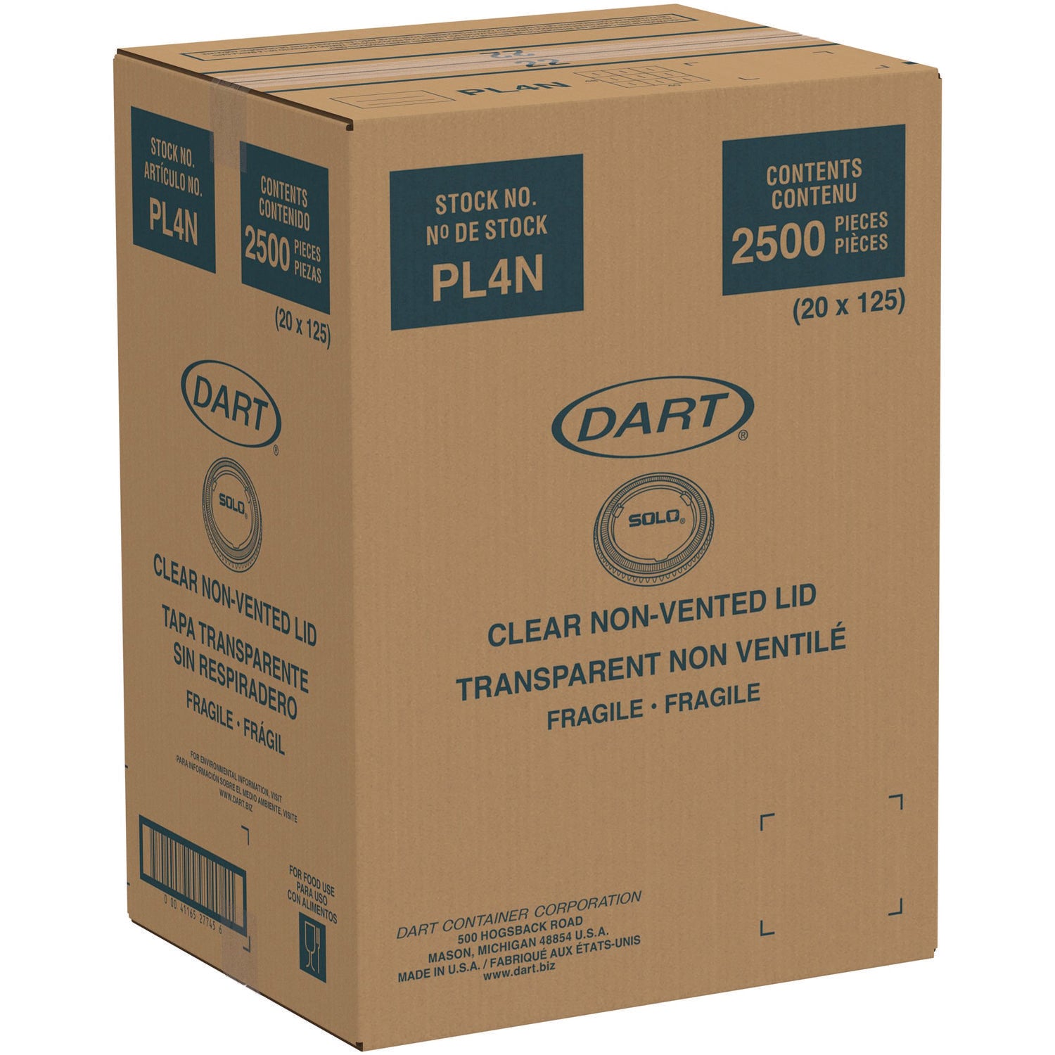 Dart® Portion/Souffle Cup Lids, Fits 3.25 oz to 9 oz Portion Cups, Plastic, Clear, 125/Pack, 20 Packs/Carton