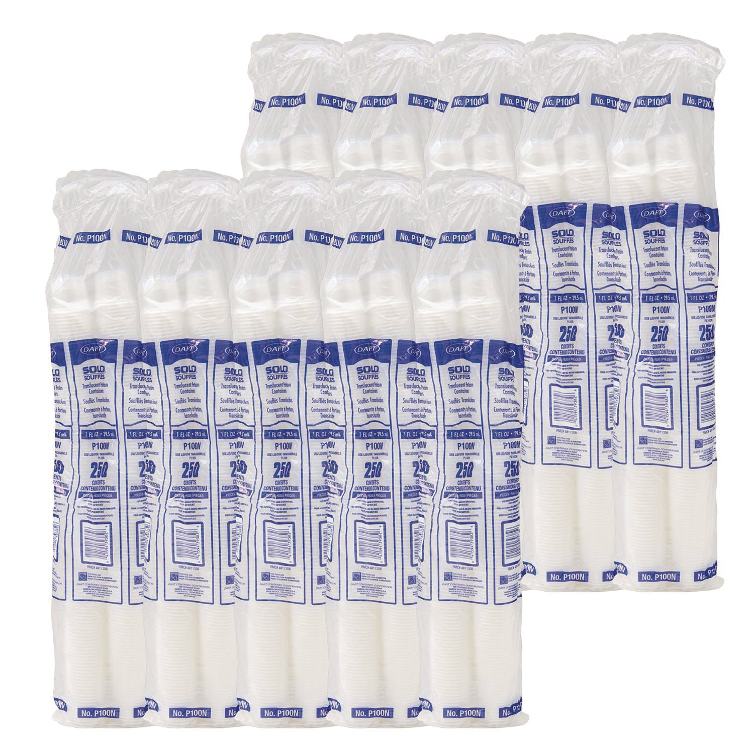 Dart® Polystyrene Portion Cups, 1 oz, Plastic, Translucent, 2,500/Carton