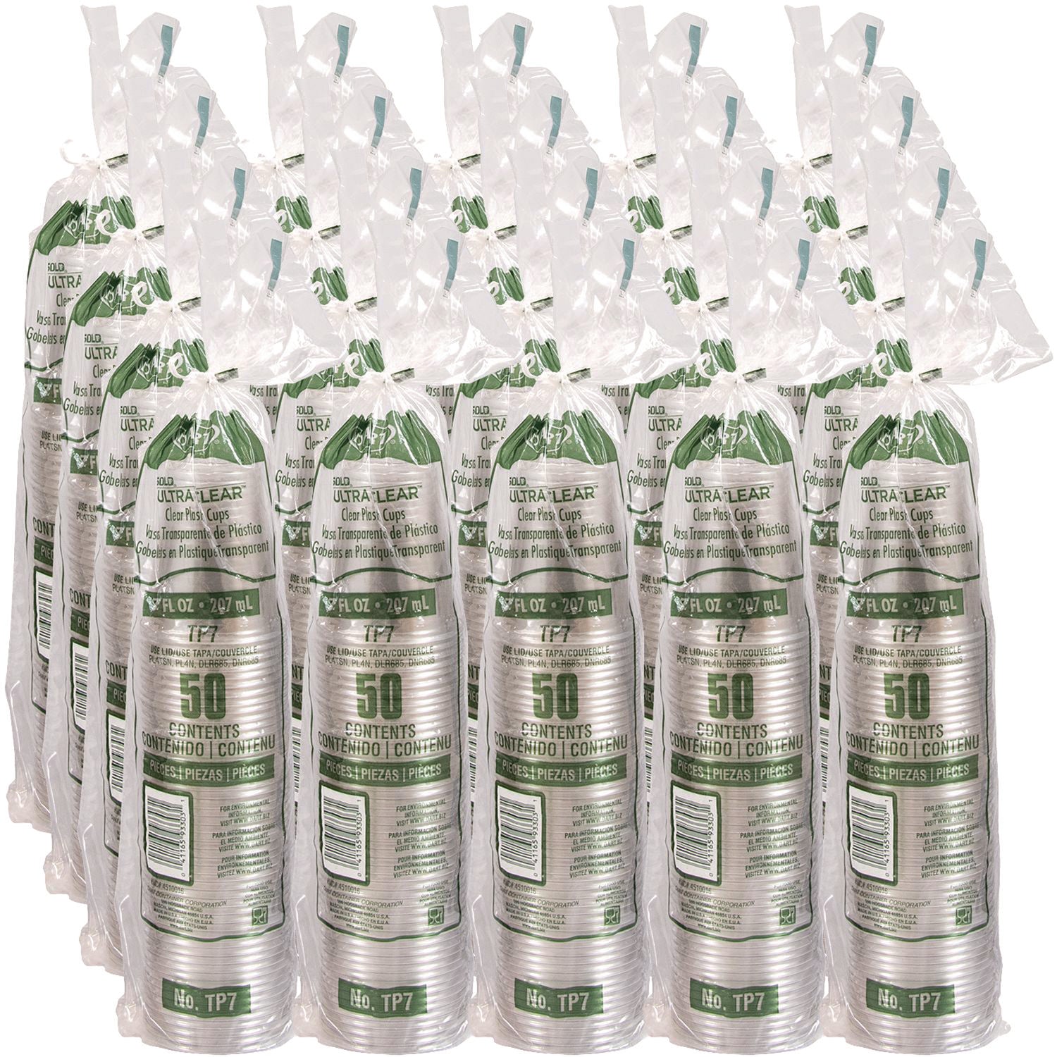 Dart® Ultra Clear PETE Cold Cups, 7 oz, Plastic, Clear, 50/Pack