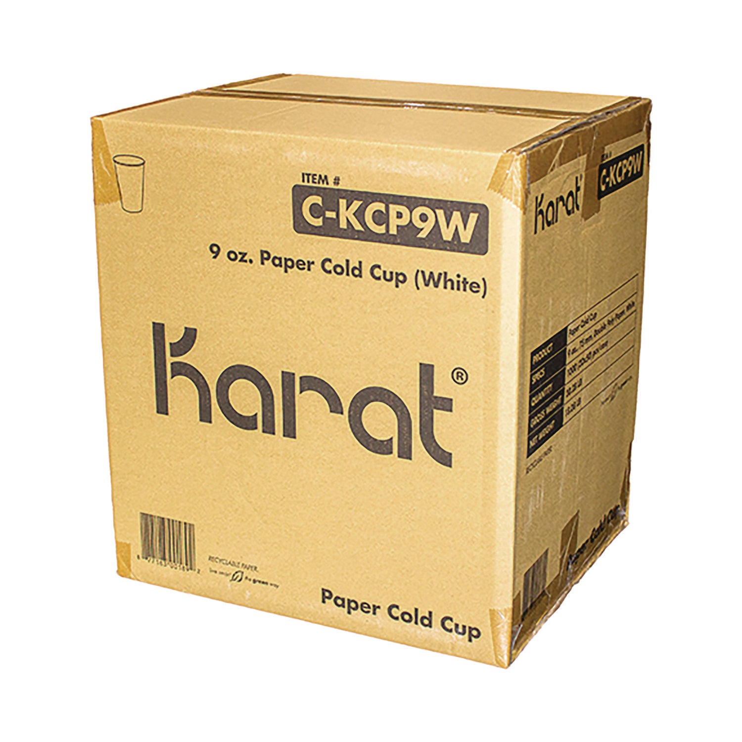 Karat® Double Poly Paper Cold Cups, 9 oz, White, 1,000/Carton