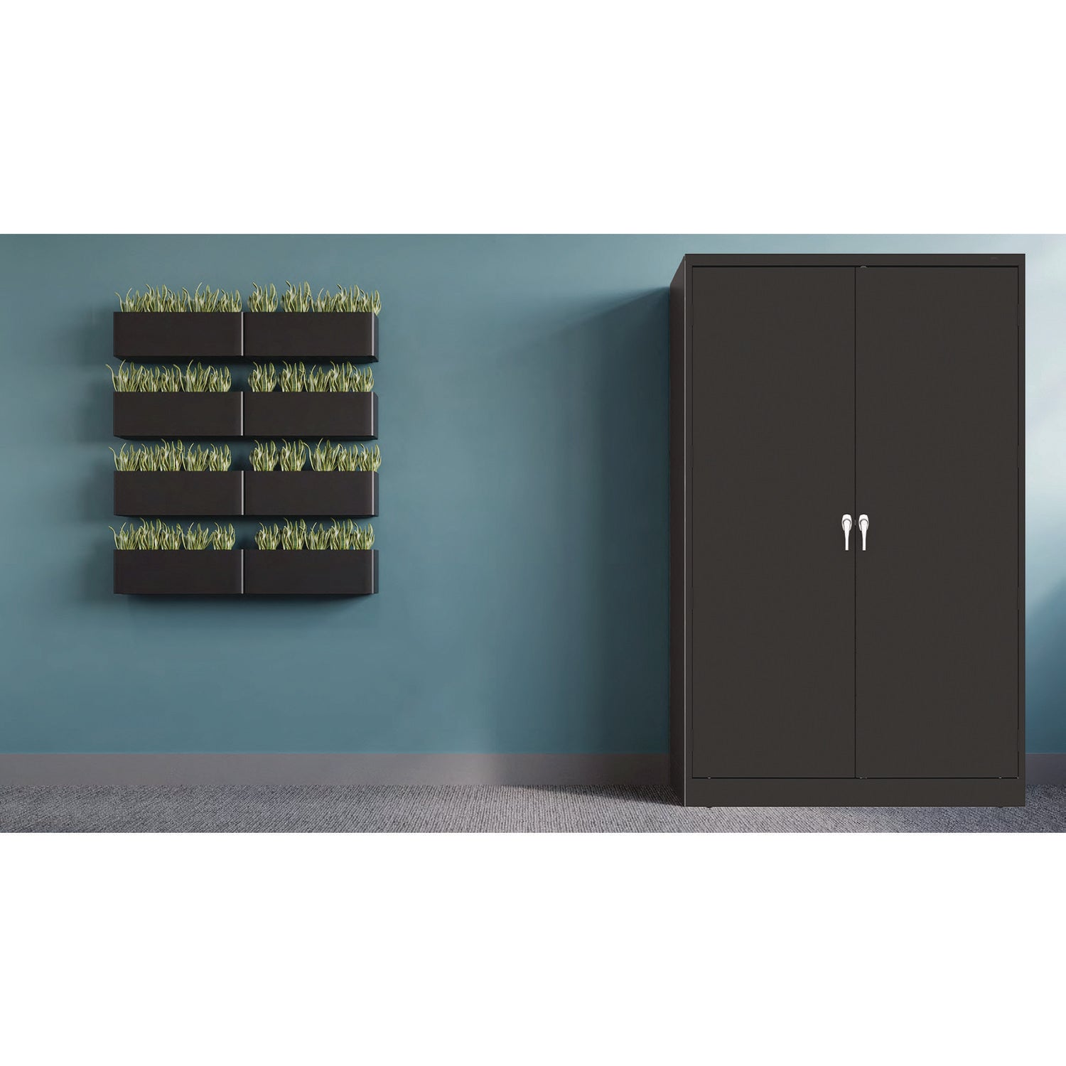 Tennsco Jumbo Combination Steel Storage Cabinet, 48w X 24d X 78h, Black