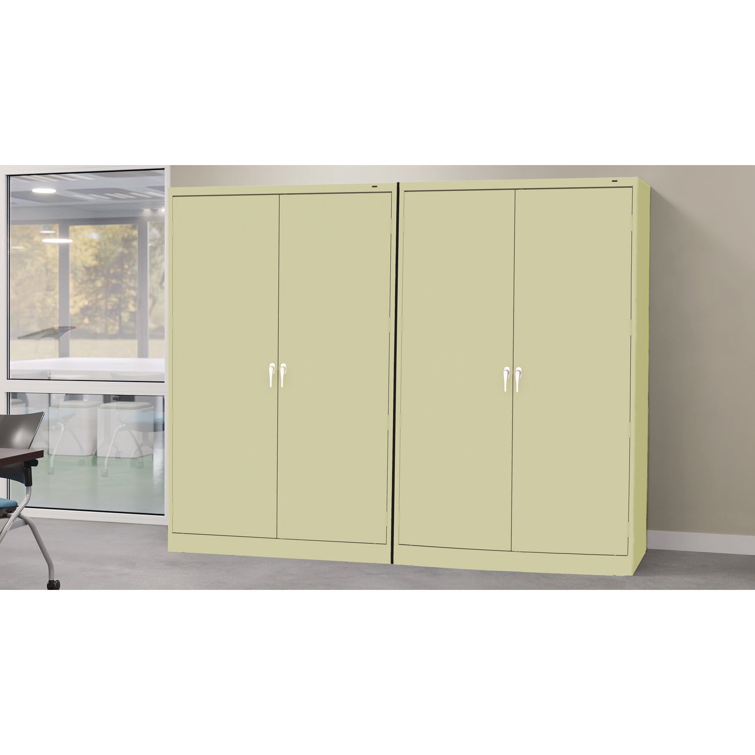 Tennsco Jumbo Combination Steel Storage Cabinet, 48w X 24d X 78h, Putty