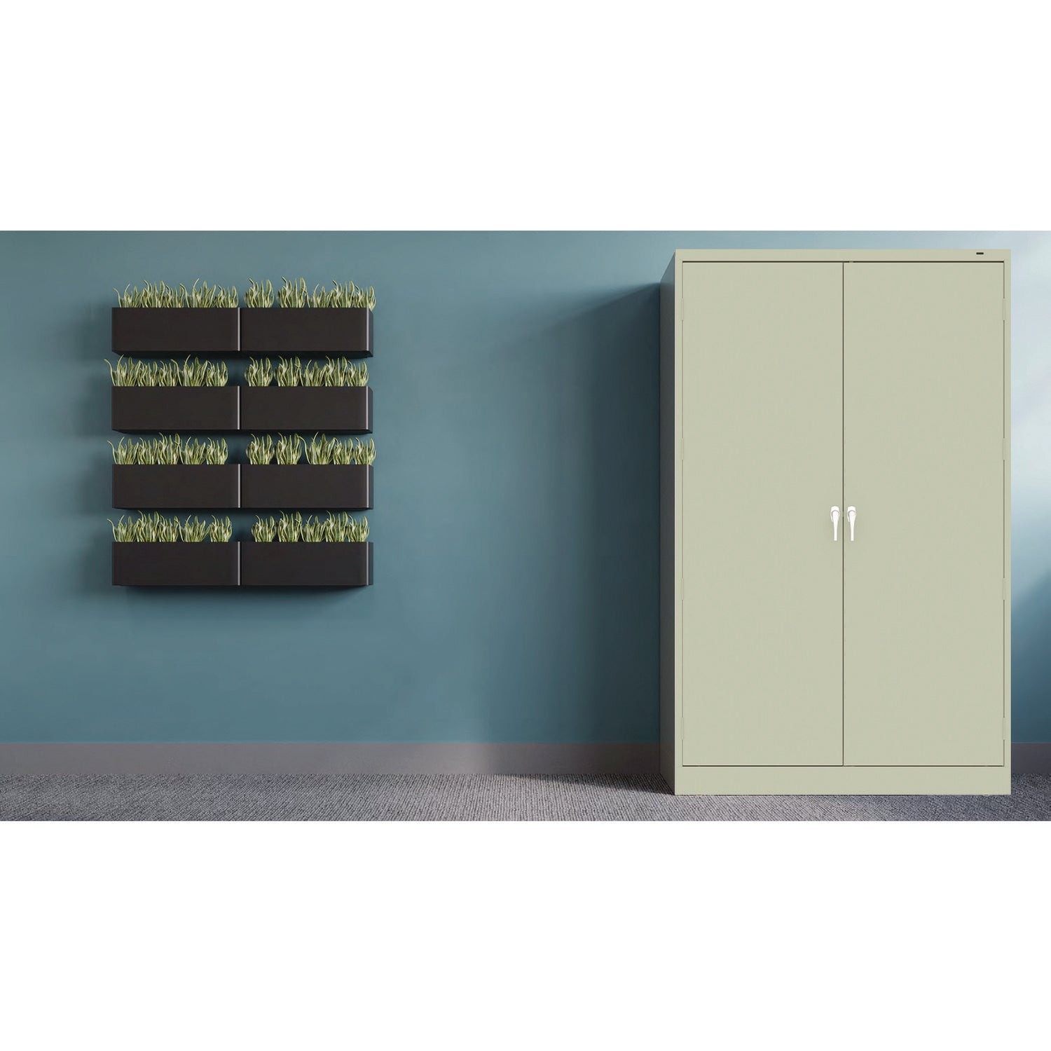 Tennsco Jumbo Combination Steel Storage Cabinet, 48w X 24d X 78h, Putty