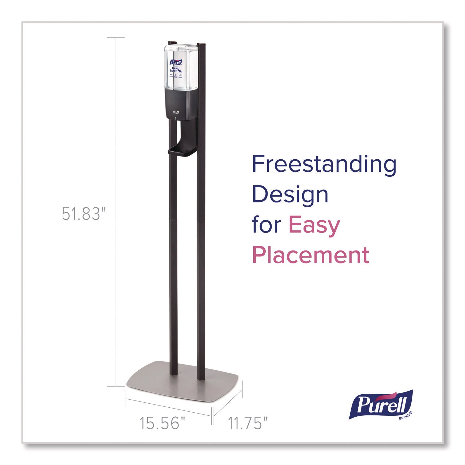 PURELL® ES10 Dispenser Floor Stand with Automatic Hand Sanitizer Dispenser, 15.56 x 11.75 x 51.82, Graphite