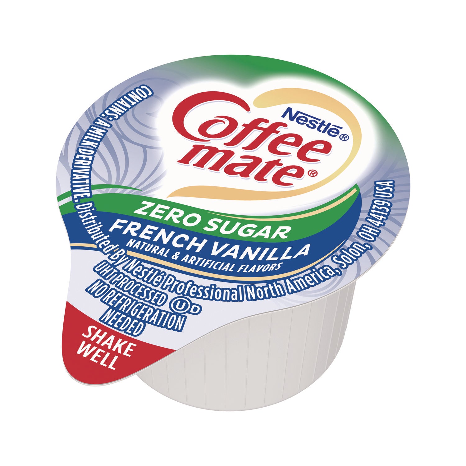 Coffee mate® Liquid Coffee Creamer, Zero Sugar French Vanilla, 0.38 oz Mini Cups, 50/Box, 4 Boxes/Carton