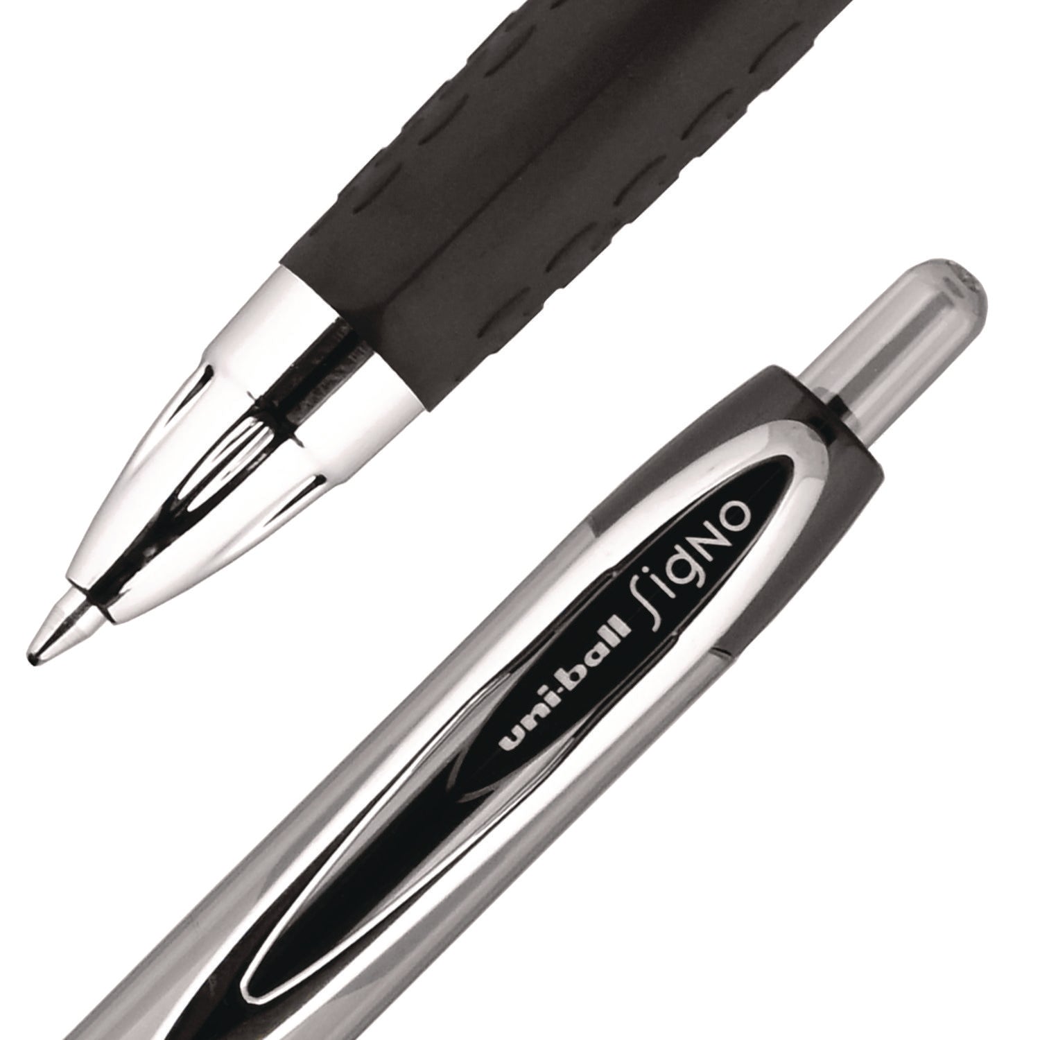 uniball® Signo 207 Gel Pen, Retractable, Medium 0.7 Mm, Black Ink, Smoke/black Barrel, Dozen