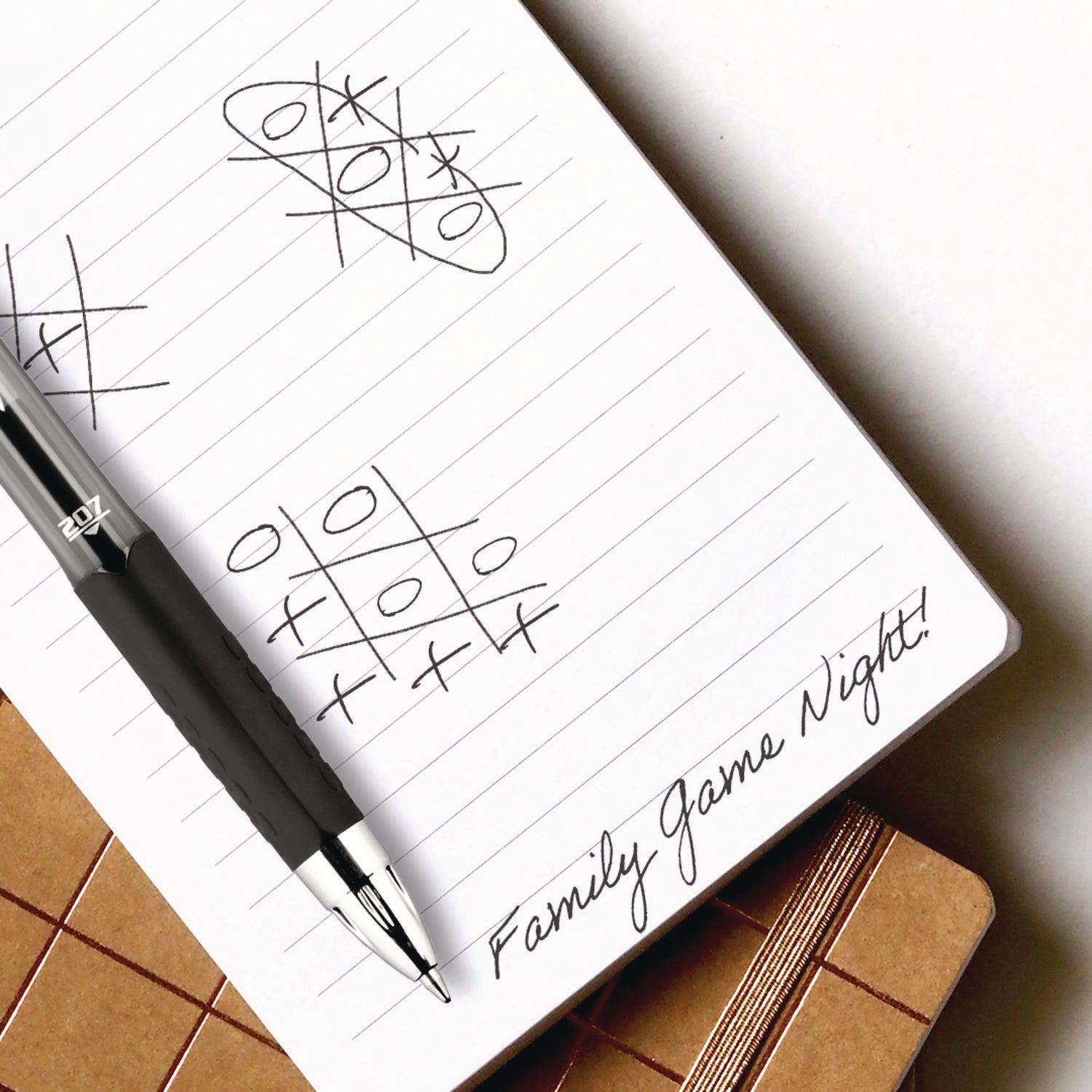 uniball® Signo 207 Gel Pen, Retractable, Medium 0.7 Mm, Black Ink, Smoke/black Barrel, Dozen