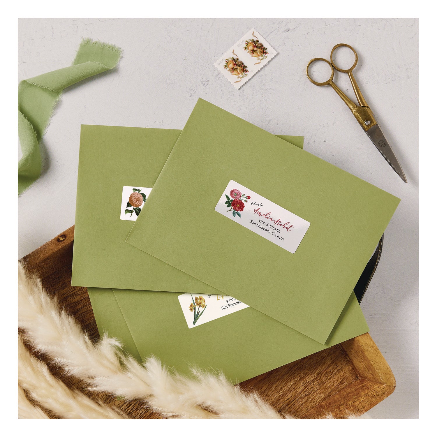 Avery® Glossy White Easy Peel Mailing Labels W/ Sure Feed Technology, Laser Printers, 1 X 2.63, White, 30/sheet, 25 Sheets/pack