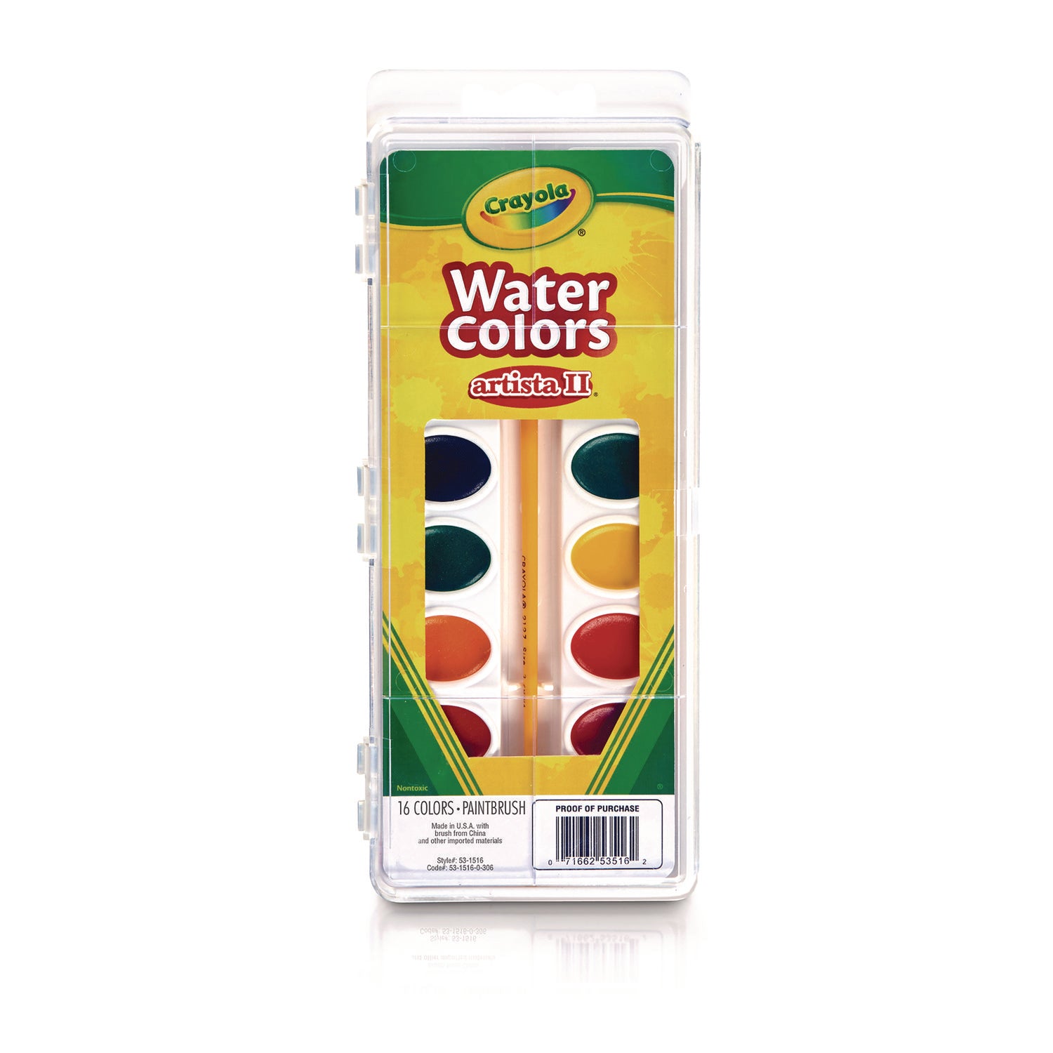 Crayola® Artista Ii Washable Watercolor Set, 16 Assorted Colors, Palette Tray