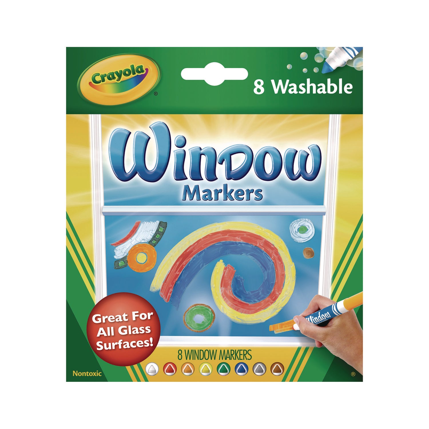 Crayola® Washable Window Fx Marker, Broad Bullet Tip, Assorted Colors, 8/pack