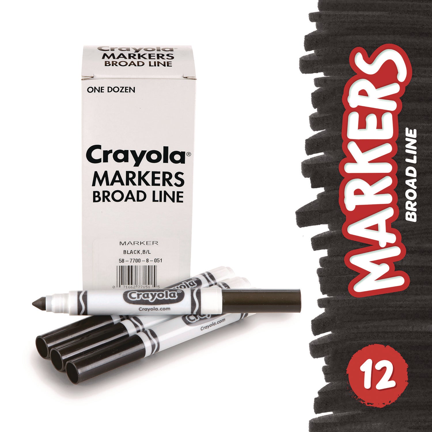 Crayola® Bulk Broad Line Marker, Broad Bullet Tip, Black, 12/Box