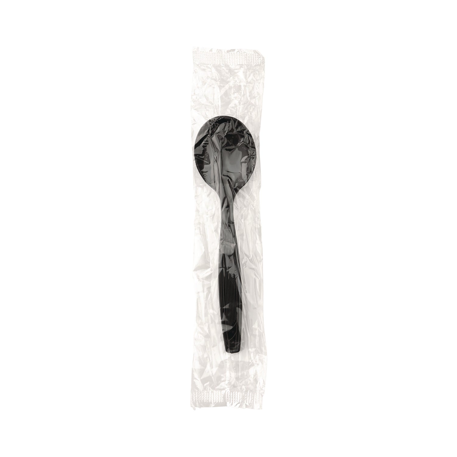 Dixie® Individually Wrapped Heavyweight Soup Spoons, 5.75", Plastic, Black, 1,000/Carton