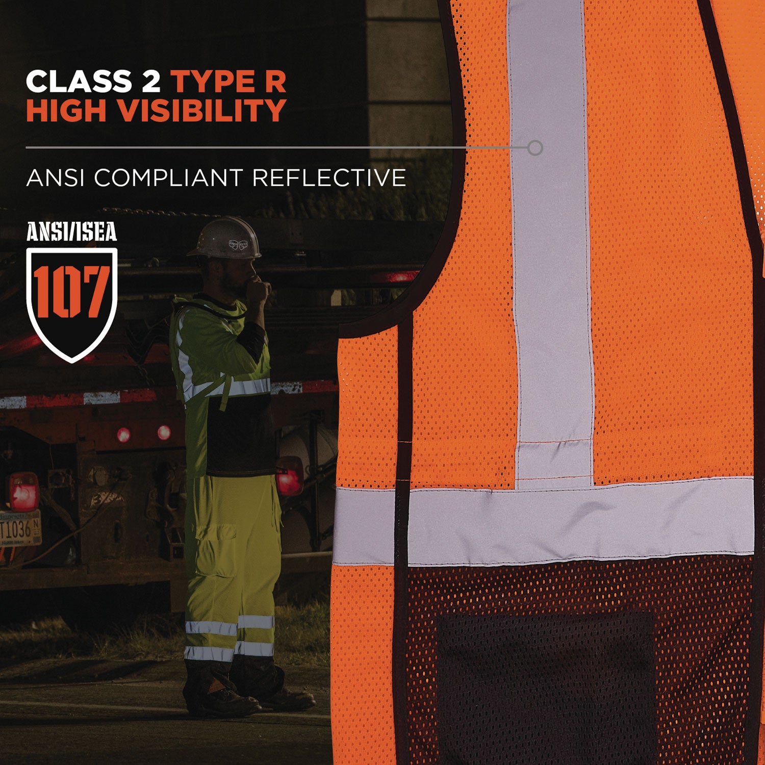 ergodyne® GloWear 8210Z Hi-Vis Class 2 Mesh Vest, 2X-Large to 3X-Large, Orange