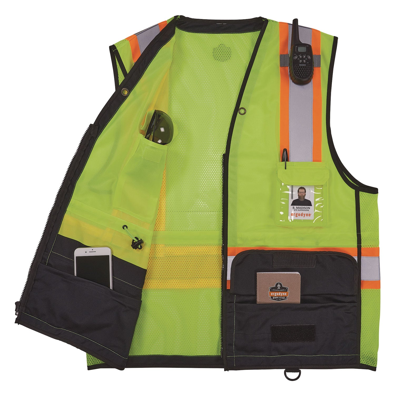 ergodyne® GloWear 8251HDZ Class 2 Two-Tone Hi-Vis Safety Vest, 4X-Large to 5X-Large, Lime