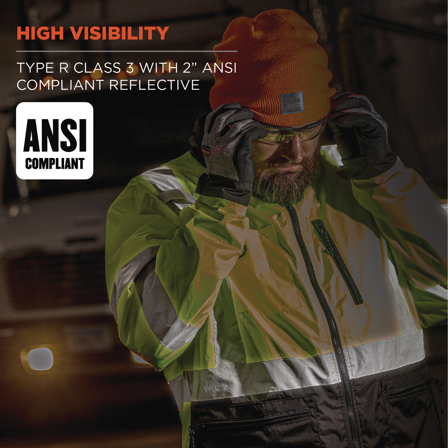 ergodyne® GloWear 8351 Class 3 Hi-Vis Windbreaker Water-Resistant Jacket, 4X-Large, Lime